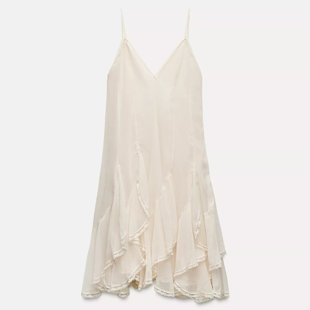 Zara Ruffled lace midi dress XS